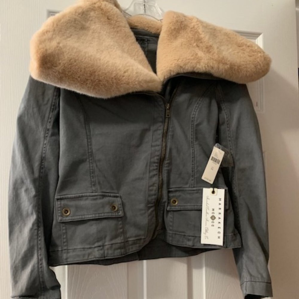 Anthropologie Faux Fur Aviator Jacket